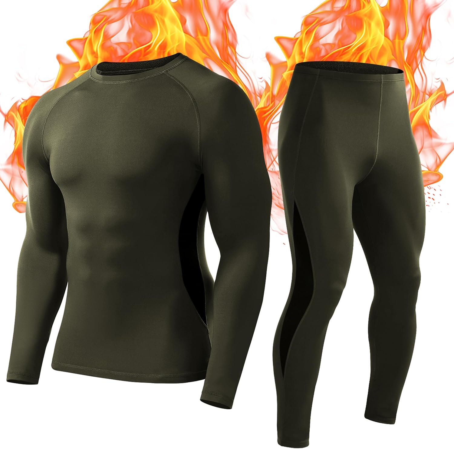 Roadbox Thermal Underwear Mens, Fleece Lined Base Layer Set with Quick-Dry Breat...