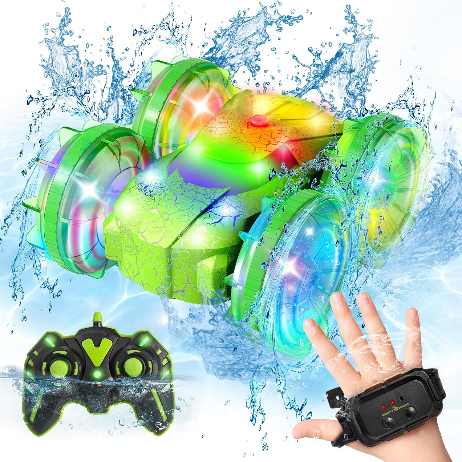 Amphibious RC Car with Lights for Kids 6-12 Year Old,2.4 GHz Remote Control Boat...