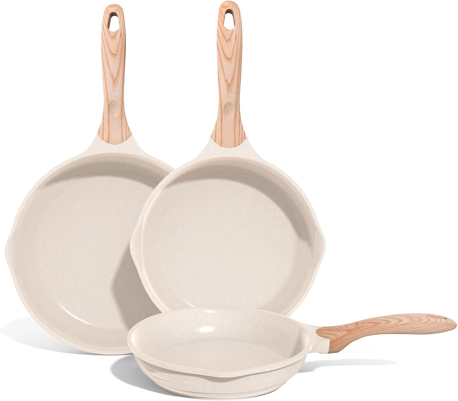 JEETEE Nonstick Frying Pans Set, Skillets Set 3 Pcs, 8" 9.5" 11" Granite Non-Sti...