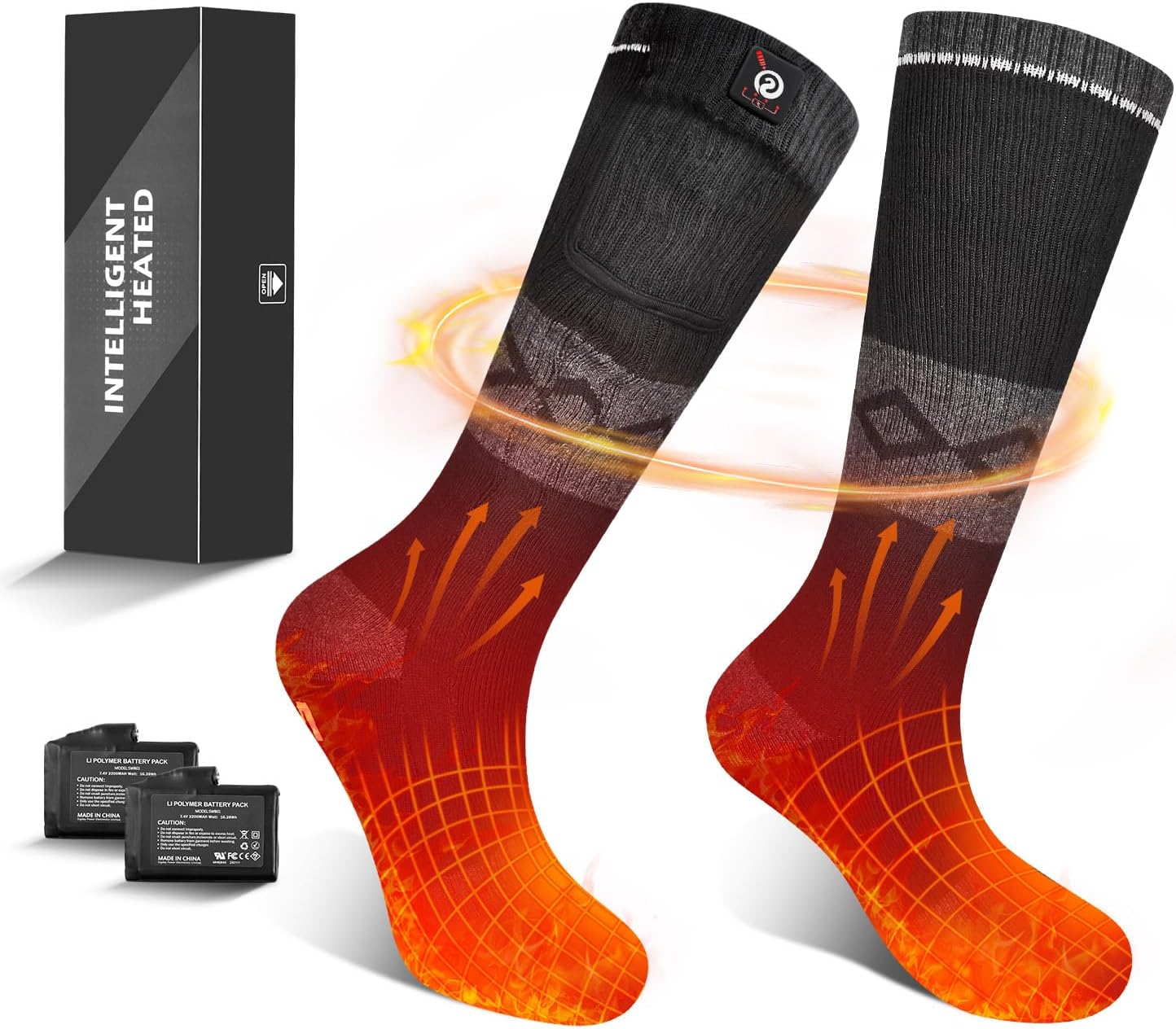Heated Socks for Men Women,7.4V 2200mah Electric Rechargeable Battery Warm Winte...