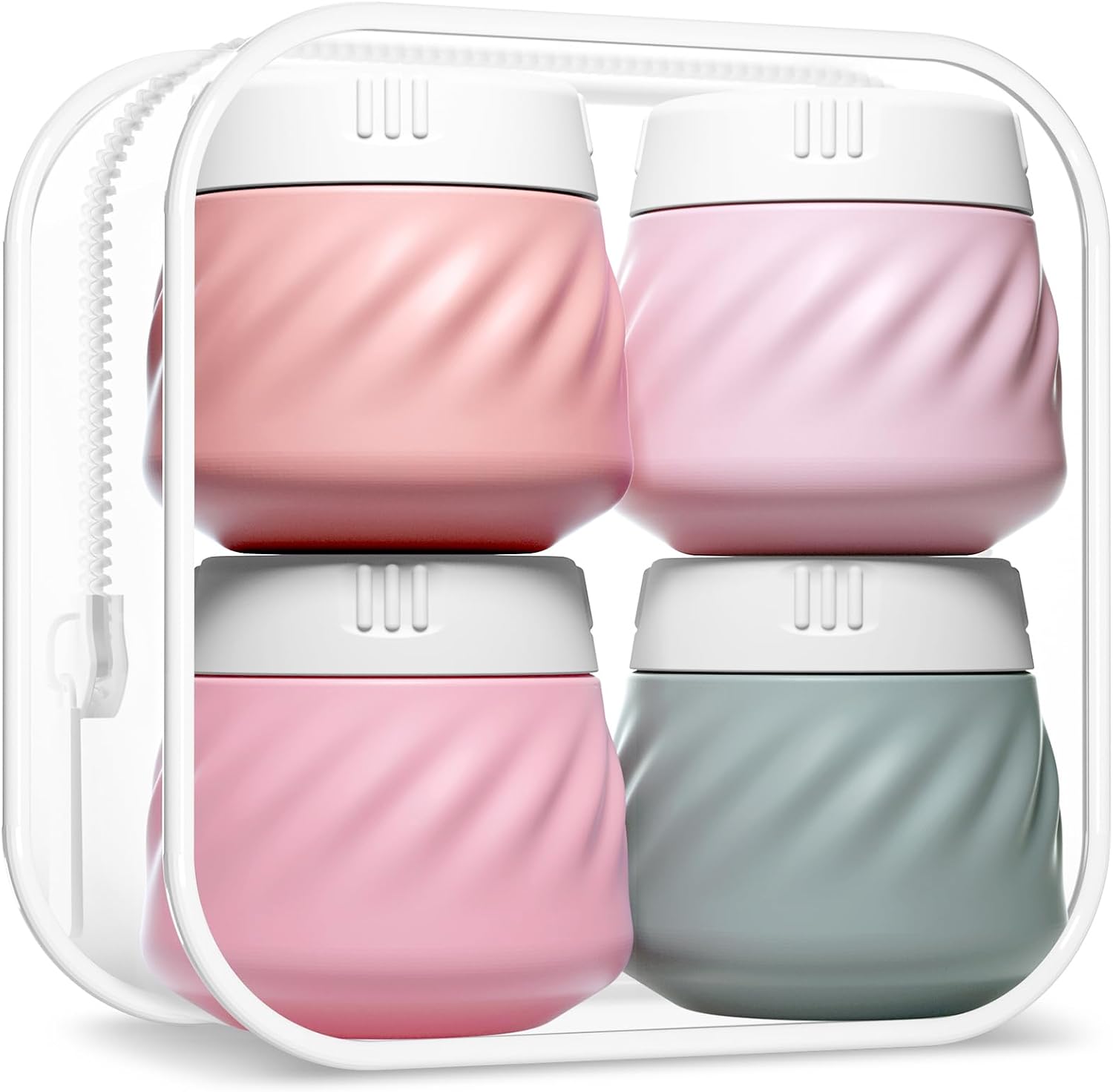 Gemice Travel Containers for Toiletries, Silicone Cream Jars TSA Approved Travel...