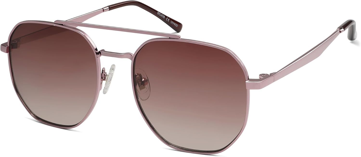 SOJOS Classic Square Aviator Sunglasses for Women Men Retro Hexagon UV400 Protec...