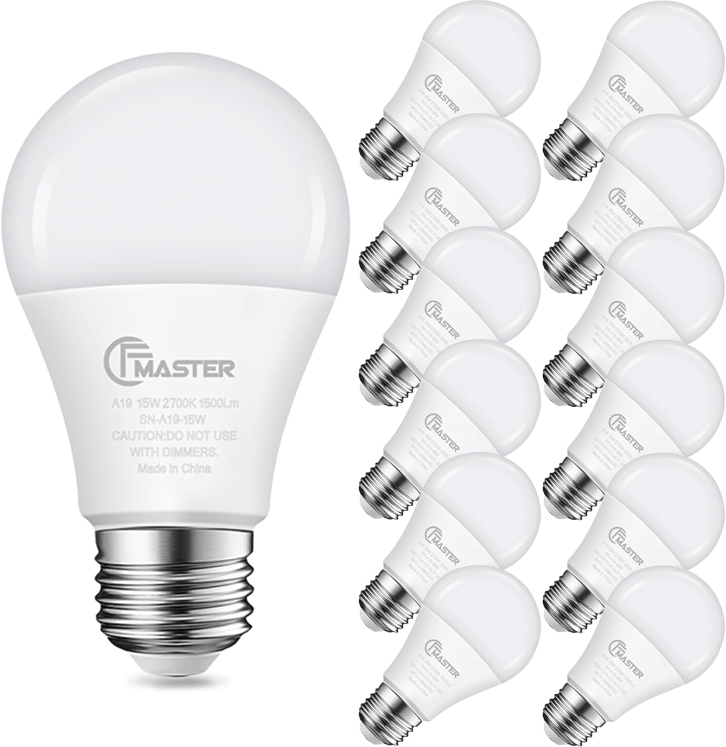 A19 LED Light Bulb, 100W Equivalent Light Bulbs, 15W 2700K Warm White, 1500 Lume...