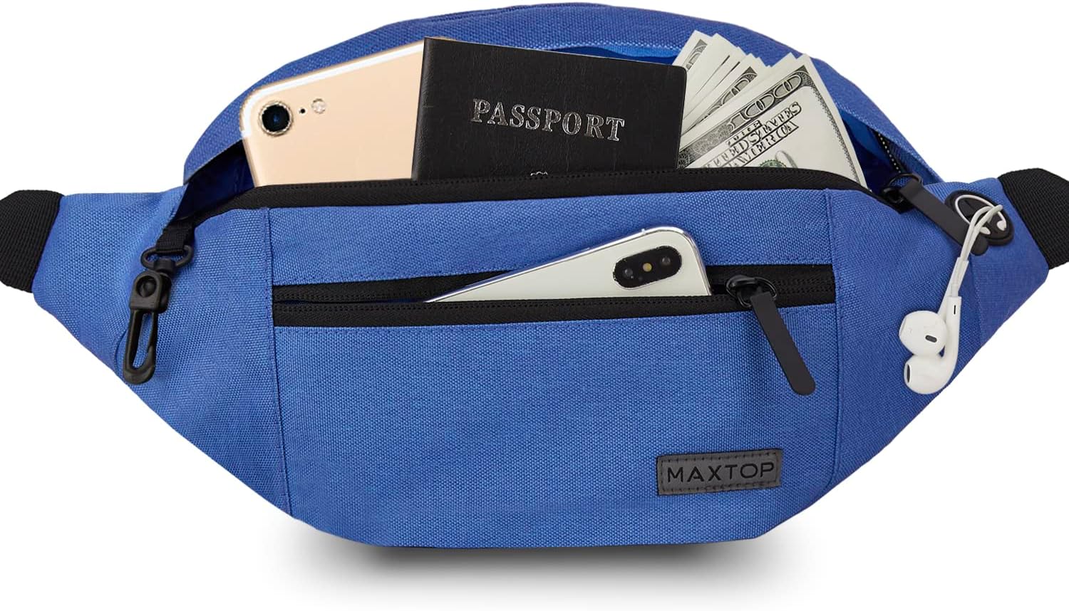 MAXTOP Large Crossbody Fanny Pack Belt Bag for Women Men with 4-Zipper Pockets G...