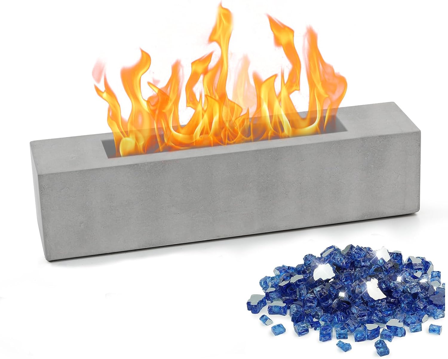 BRIAN & DANY Tabletop Fire Pit, Concrete Table Top Firepit for Indoor & Outdoor,...