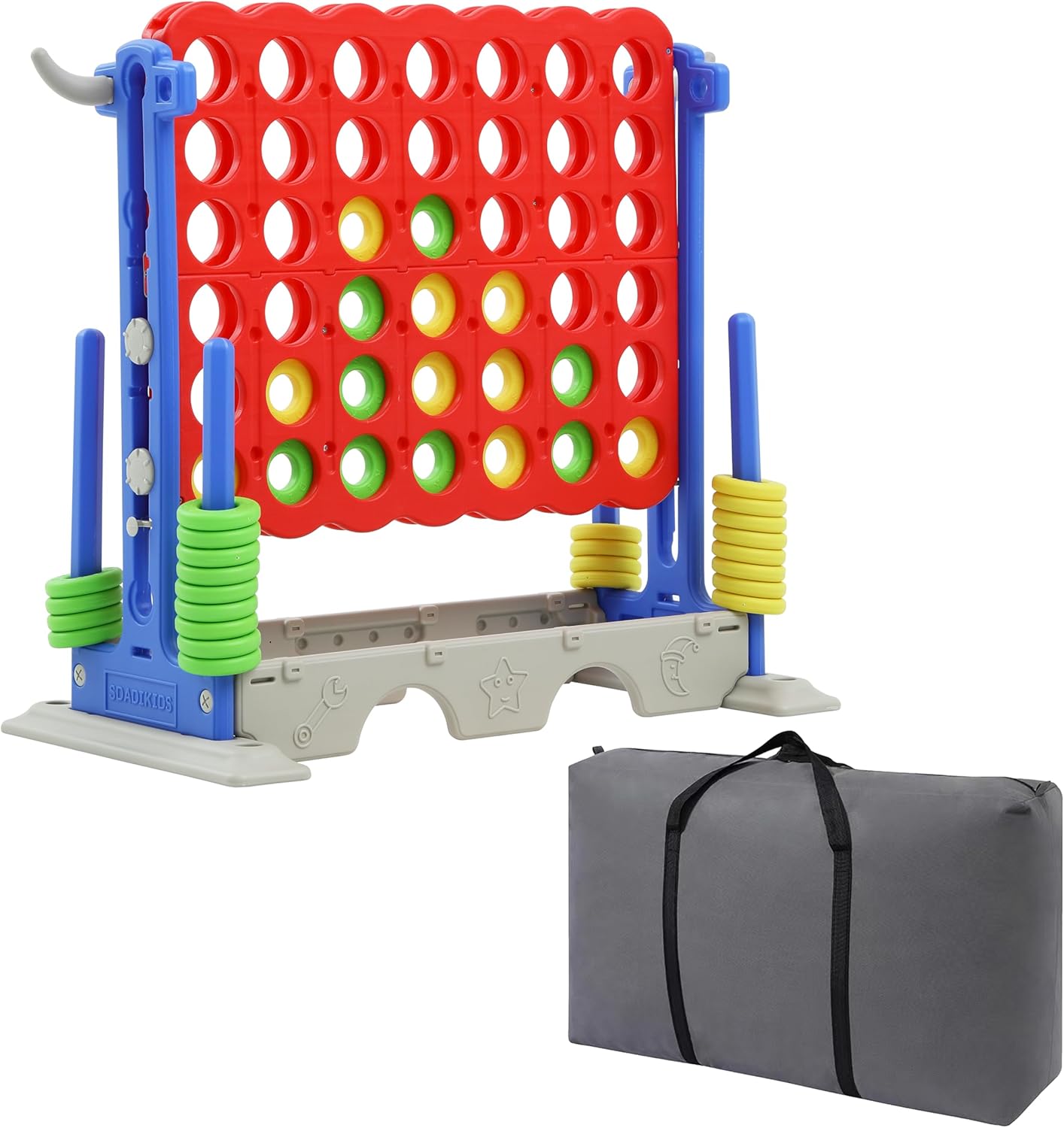 SDADI Height Adjustable 3-in-1 Giant 4 in a Row Connect Game, Jumbo 4-to-Score G...