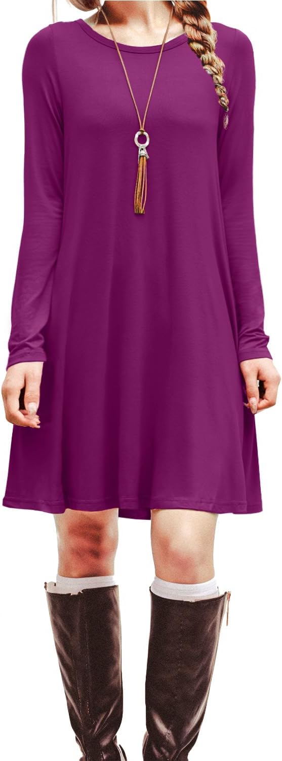 HiMONE Long Sleeve Dresses for Women Black Dress Casual Short T-Shirt Dresses 16...