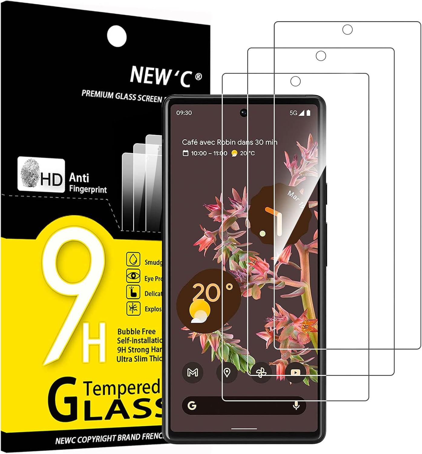 NEW'C 3 Pack Designed for Google Pixel 6 Screen Protector Tempered Glass,Case Fr...