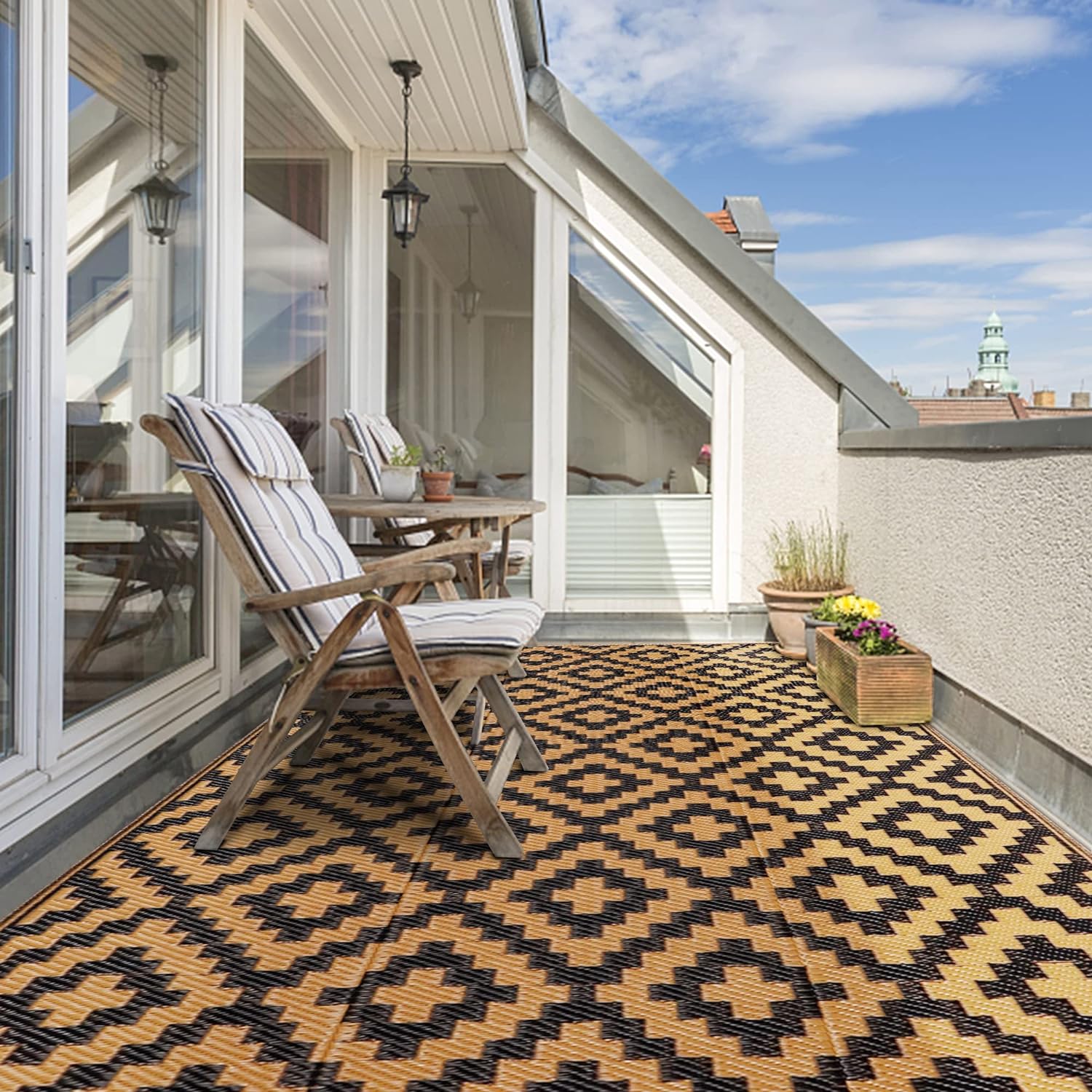 SAND MINE Reversible Mats, Plastic Straw Rug, Modern Area Rug, Large Floor Mat a...