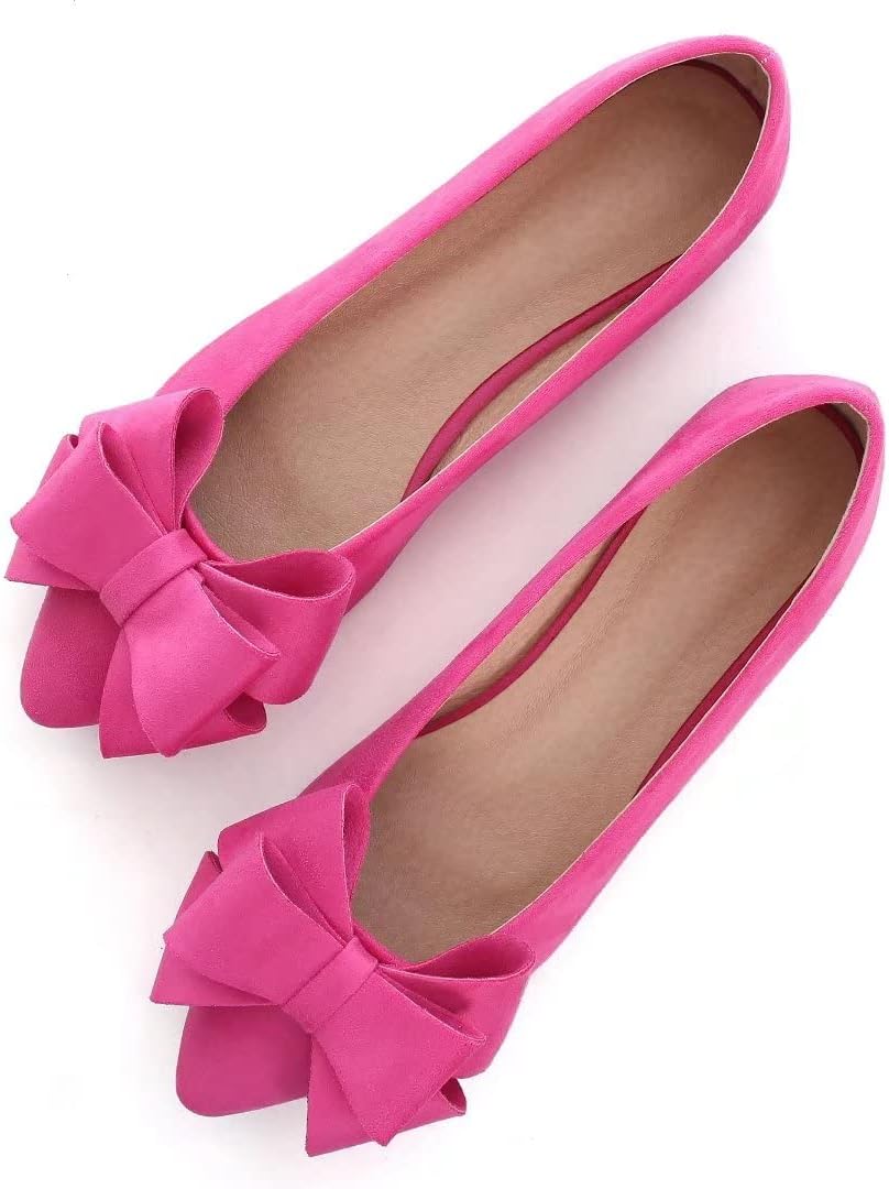 TN TANGNEST Women Fashion Bowknot Flats Comfort Pointed Toe Dress Shoes 7.5 Rose...