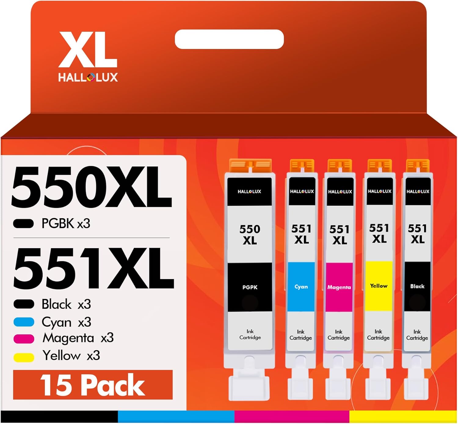 HALLOLUX 550XL 551XL Ink Cartridges High Yield Compatible for Canon PGI-550XL CL...