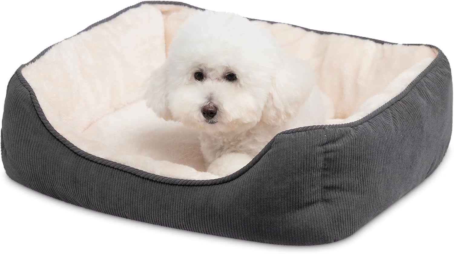 Hollypet Rectangle Plush Dog Bed Cat Bed Self-Warming Pet Bed，Deep Gray 22" x 1...