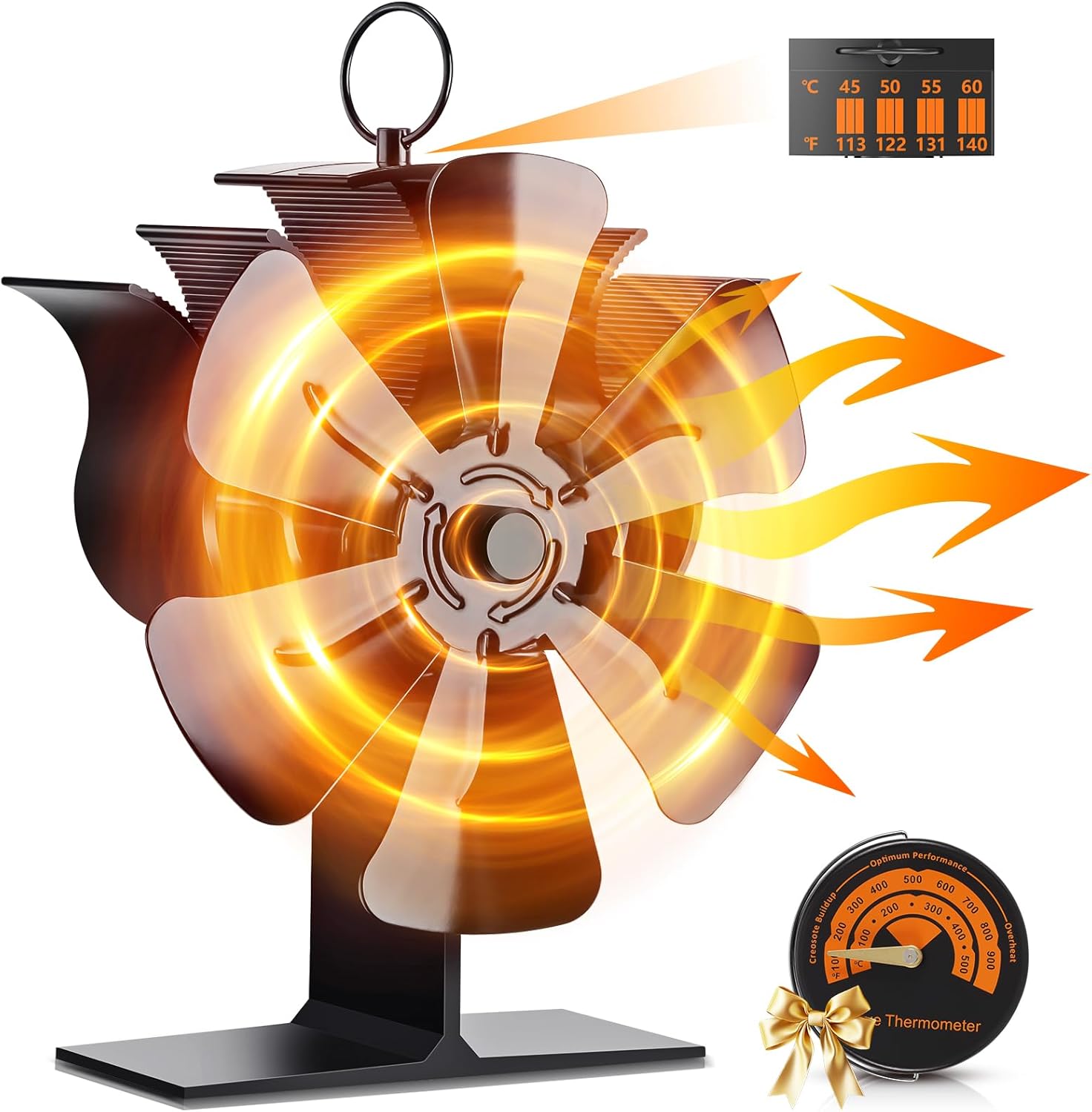 UNISOPH Wood Burner Fan,Upgrade 6 Blades Stove Fan Silent,Wood Burner Fans With...