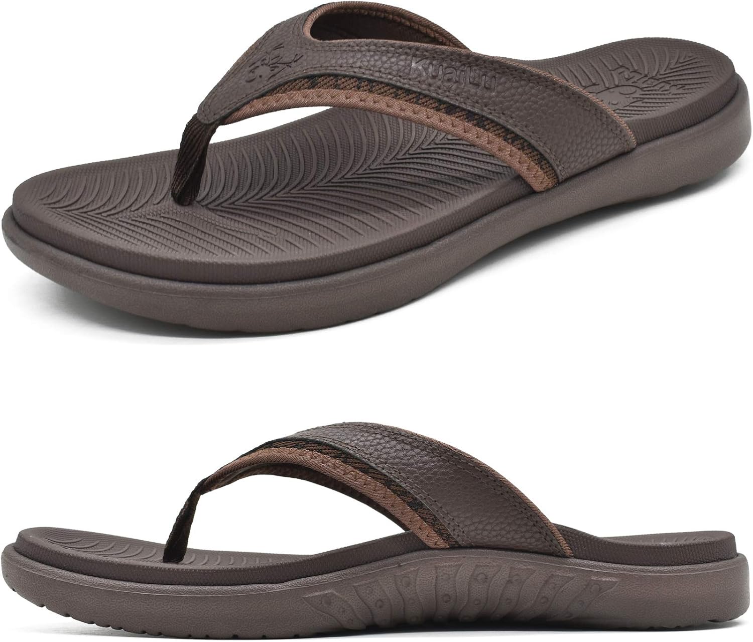 KuaiLu Mens Sport Flip Flops Comfort Orthotic Thong Sandals with Plantar Fasciit...