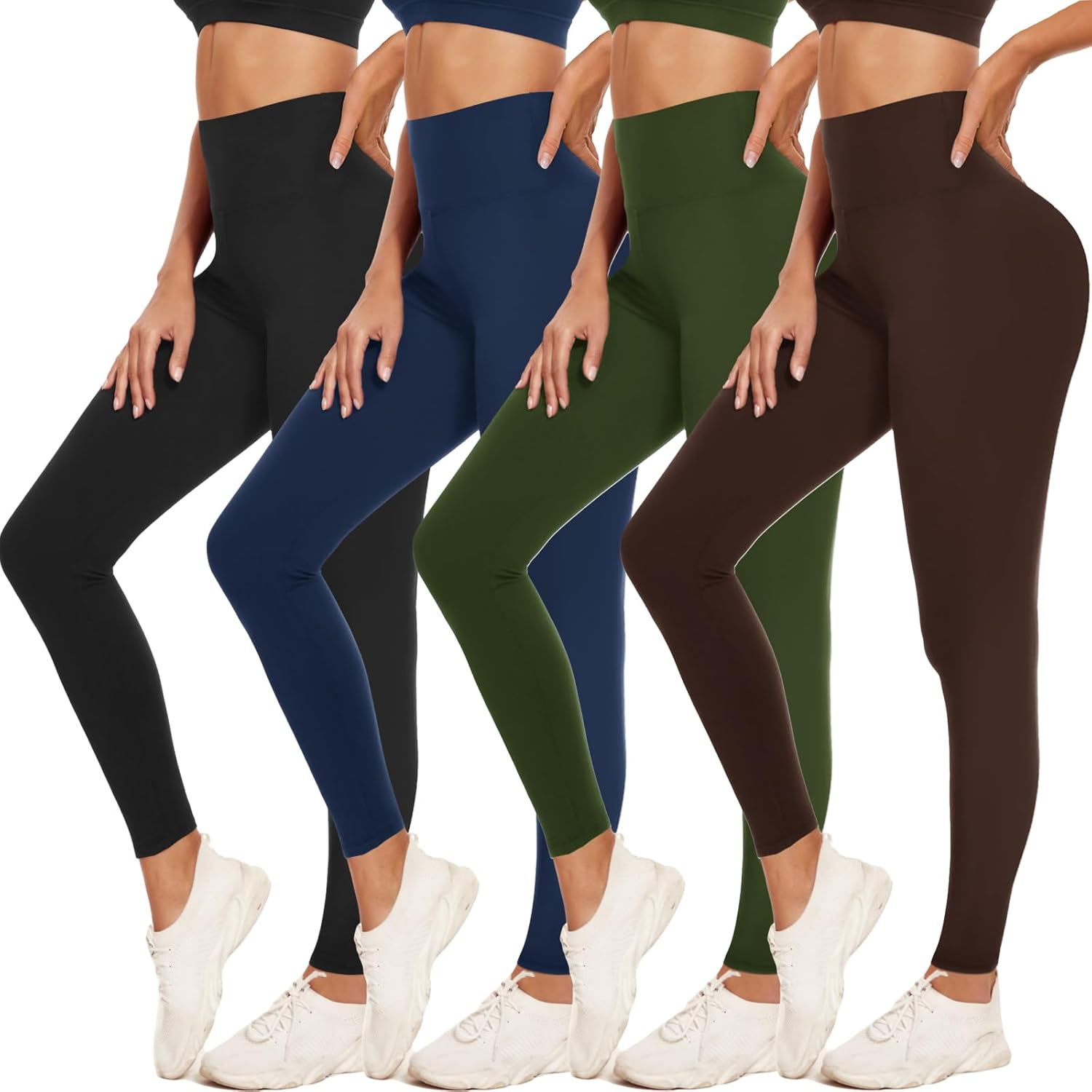 ACTINPUT 4 Pack Leggings for Women Black High Waist Tummy Control Leggings Ladie...