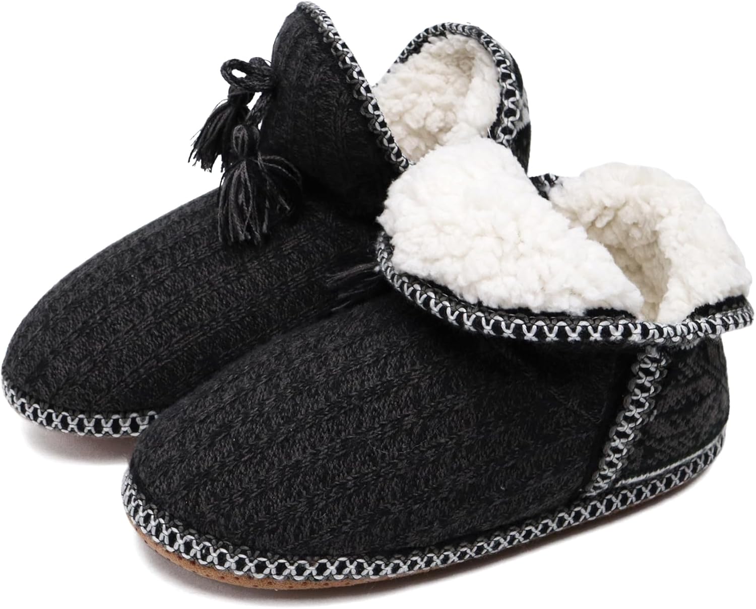 GPOS Women's Cashmere Knit House Slipper Booties Cotton Quilted Warm Indoor Ankl...