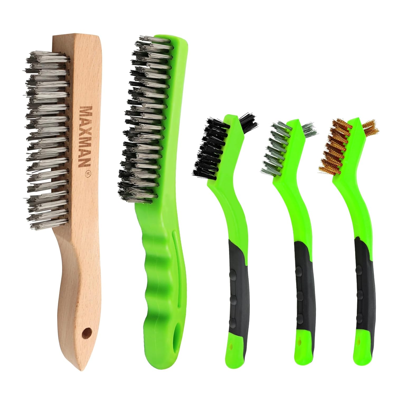 MAXMAN Wire Brush Set 5PCS, 10 Inch with Plastic Handle Descaling Welding Dust B...