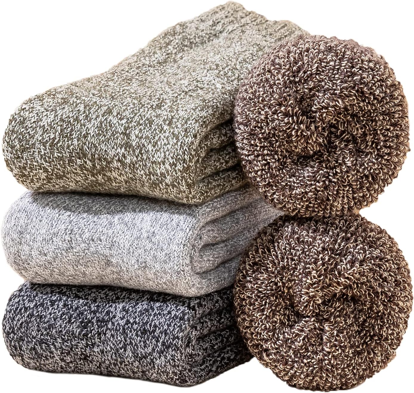 YZKKE 3Pack Mens Super Thick Wool Warm Socks - Soft Comfort Casual Crew Winter S...