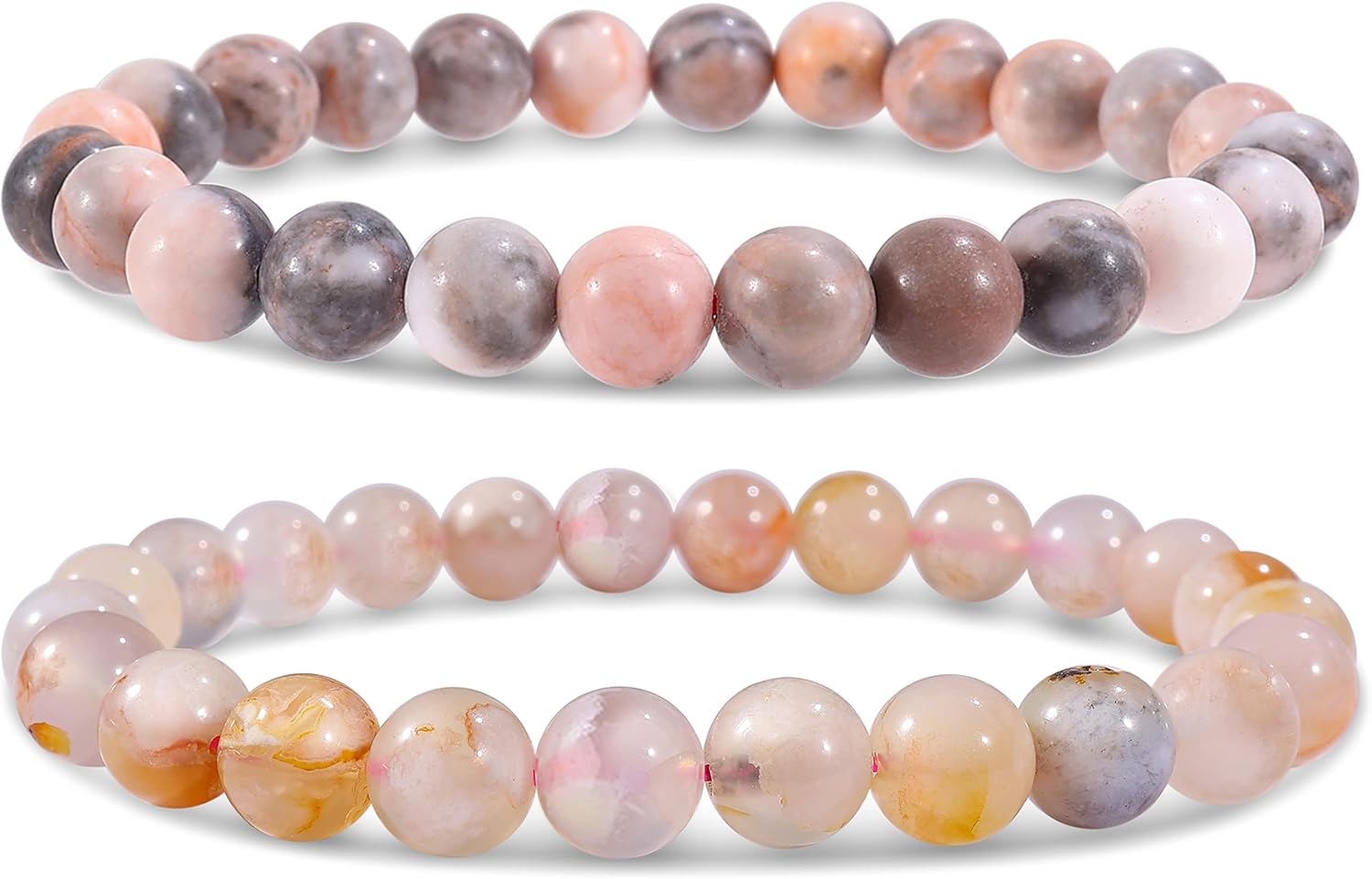 Bivei Natural Gemstone Semi Precious Healing Crystals Handmade Stretchy Round Be...