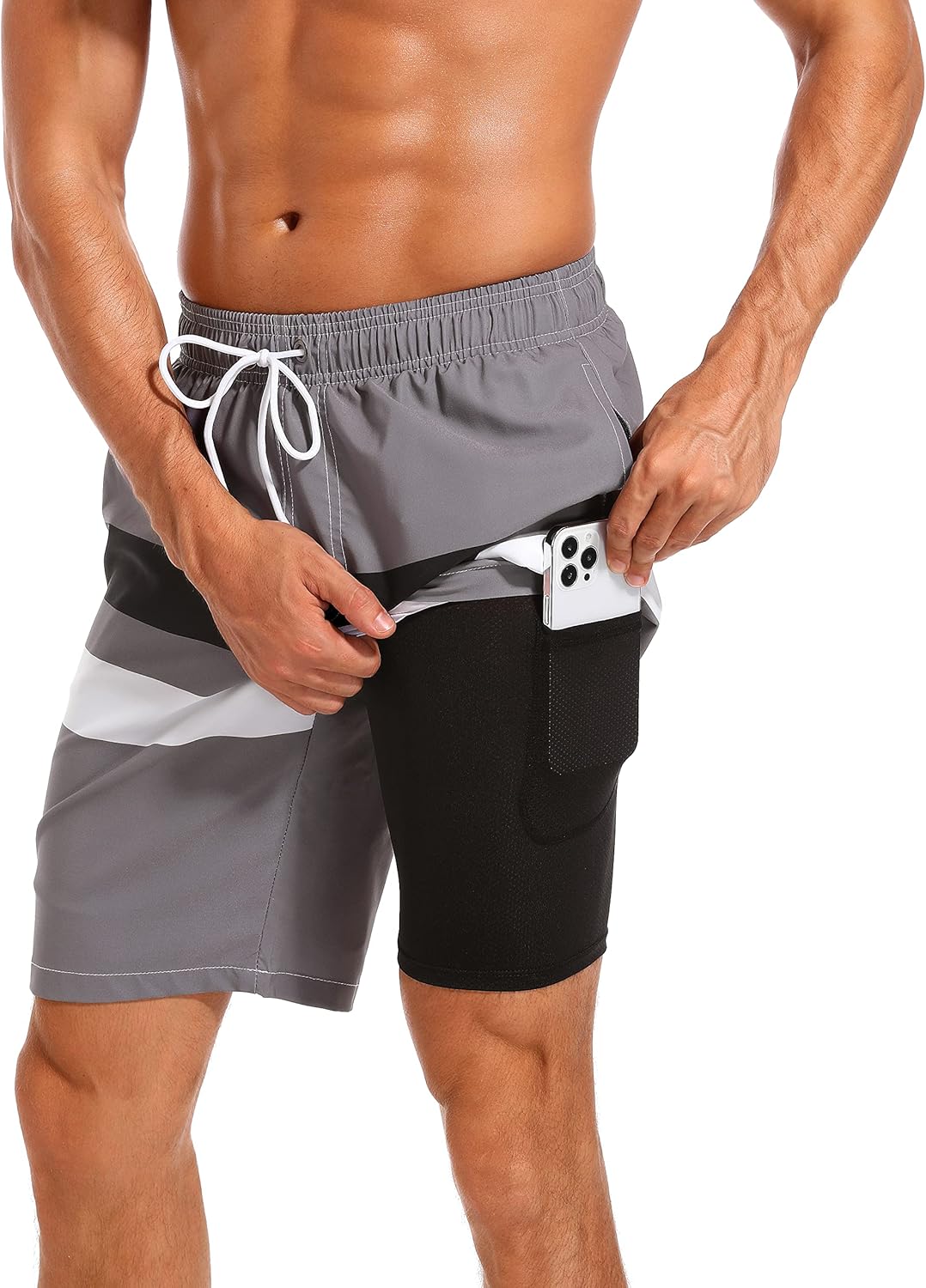 difficort Mens Swim Trunks with Compression Liner Quick Dry Bathing Suits Shorts...
