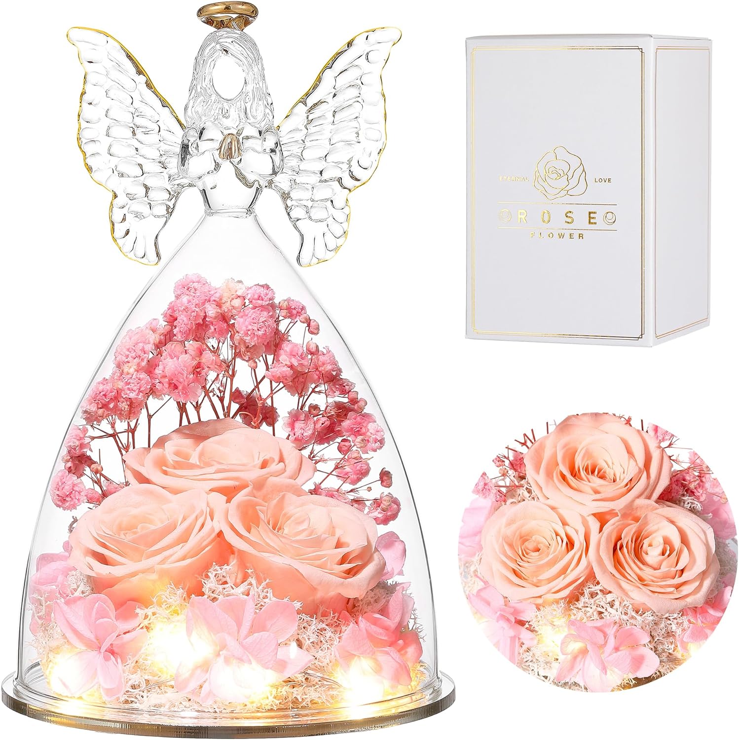 Ocosy Mothers Day Rose Gifts, Large Angel Rose Gifts for Women, Forever Real Ros...