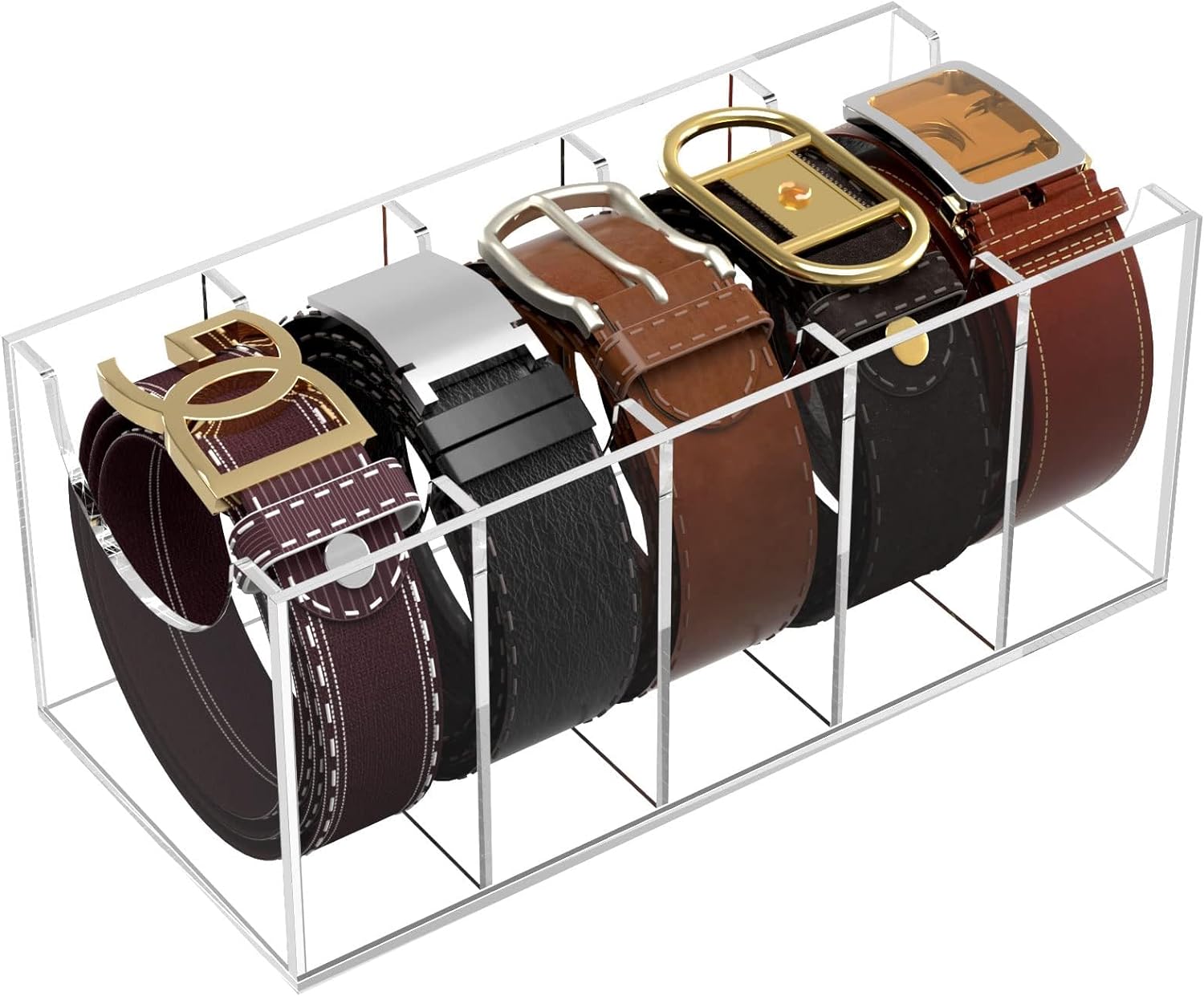 NIUBEE Belt Organizer, Acrylic Belt Storage Holder for The Closet, 5 Compartment...
