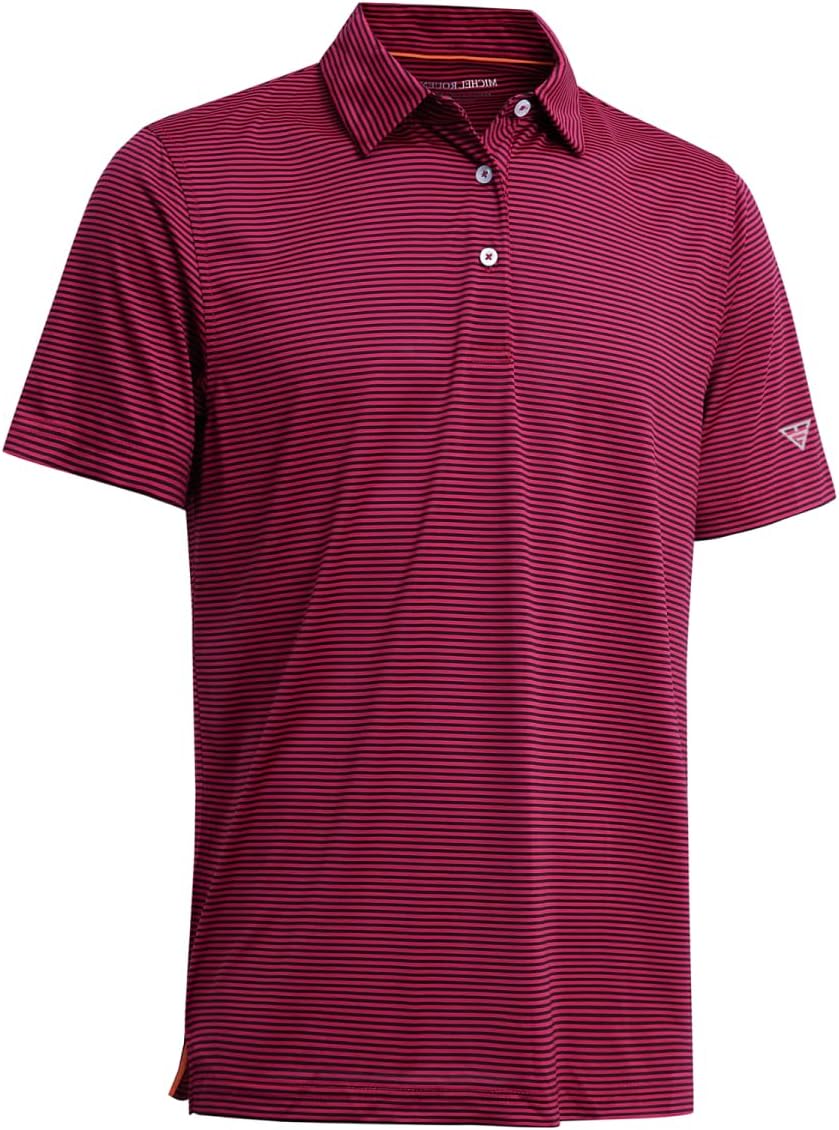 Men's Golf Polo Shirts Short Sleeve Striped Performance Moisture Wicking Dry Fit...