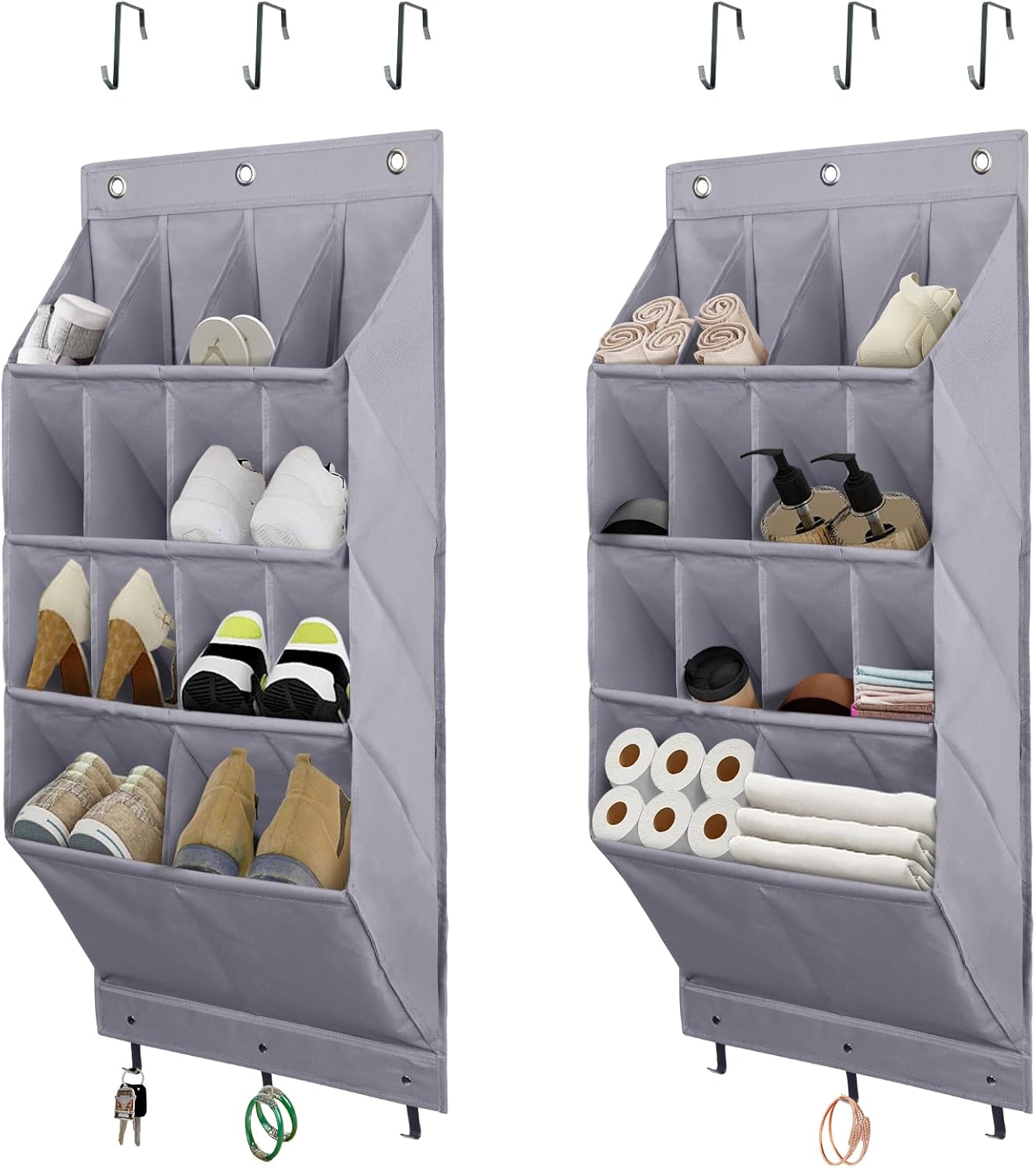FENTEC Over Door Shoe Organiser, Over Door Storage 14 Pockets, 2 Pack Hanging Sh...