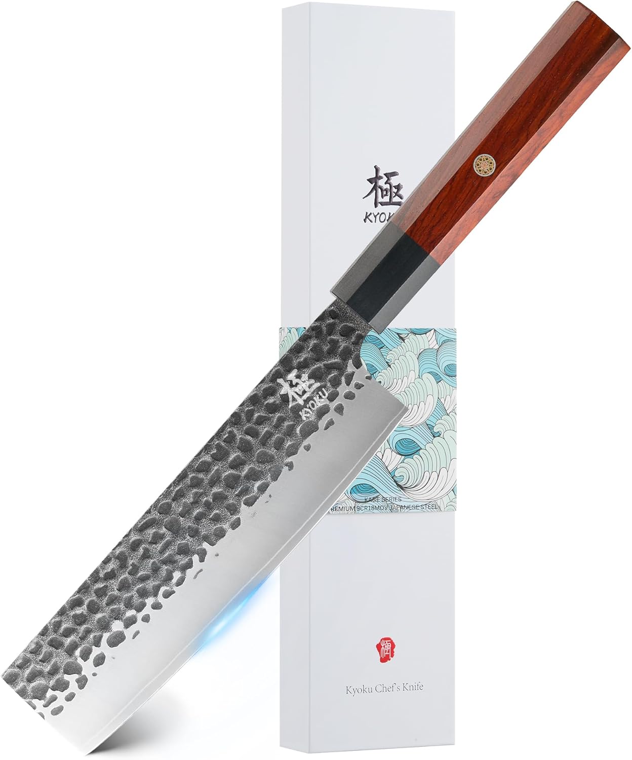 KYOKU 7" Nakiri Knife, Kage Series Japanese Vegetable Chef Knife with Rosewood H...