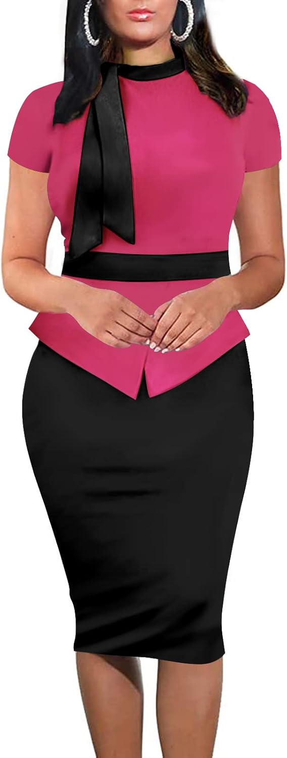 TOPONSKY Ruched Women Peplum Tea Party Bow Maternity Formal Church Dress XX-Larg...