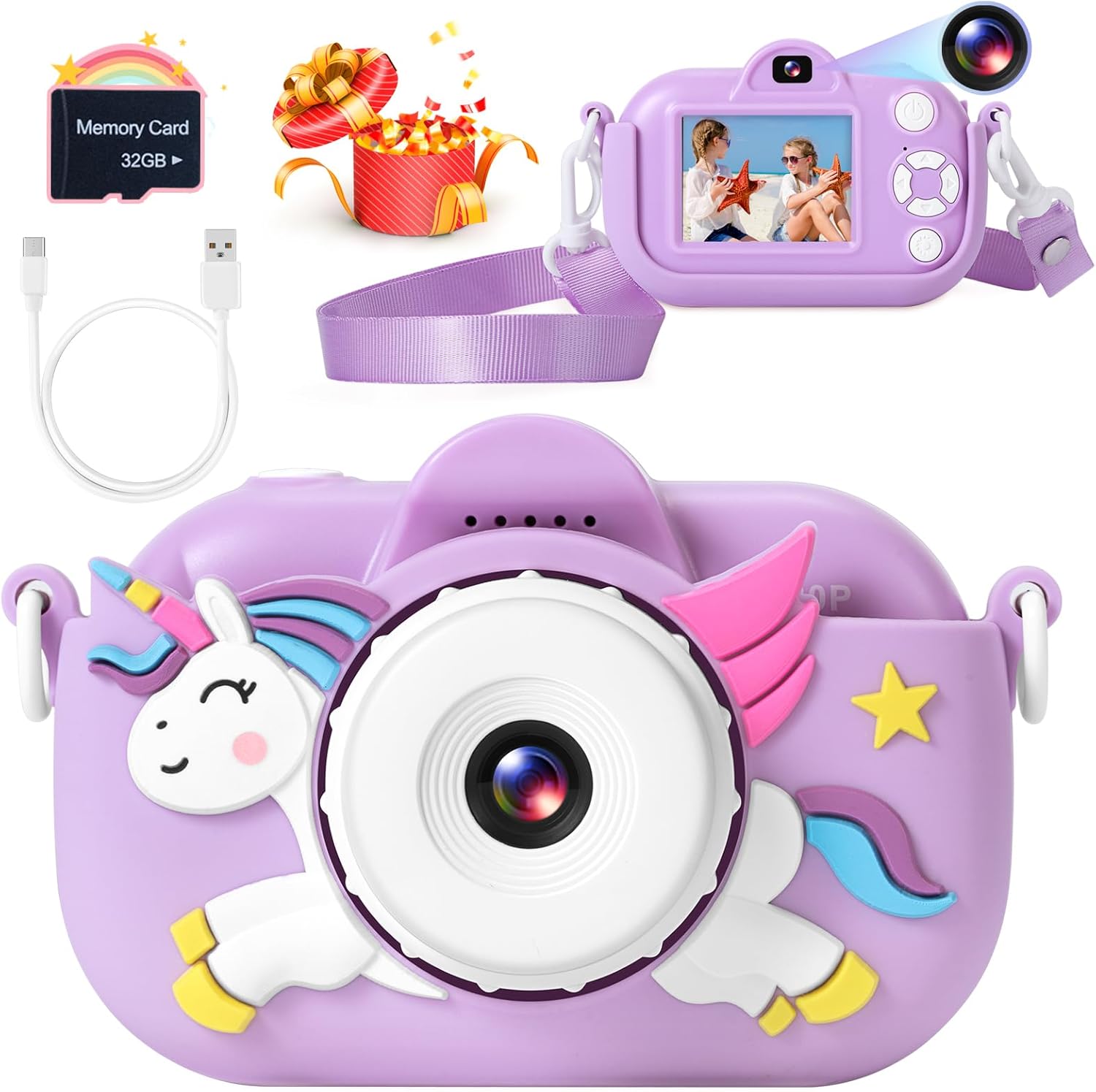 Kids Camera Toddler Toys for Girls Boys, YEEHAO 32MP Dual Lens Digital Camera fo...