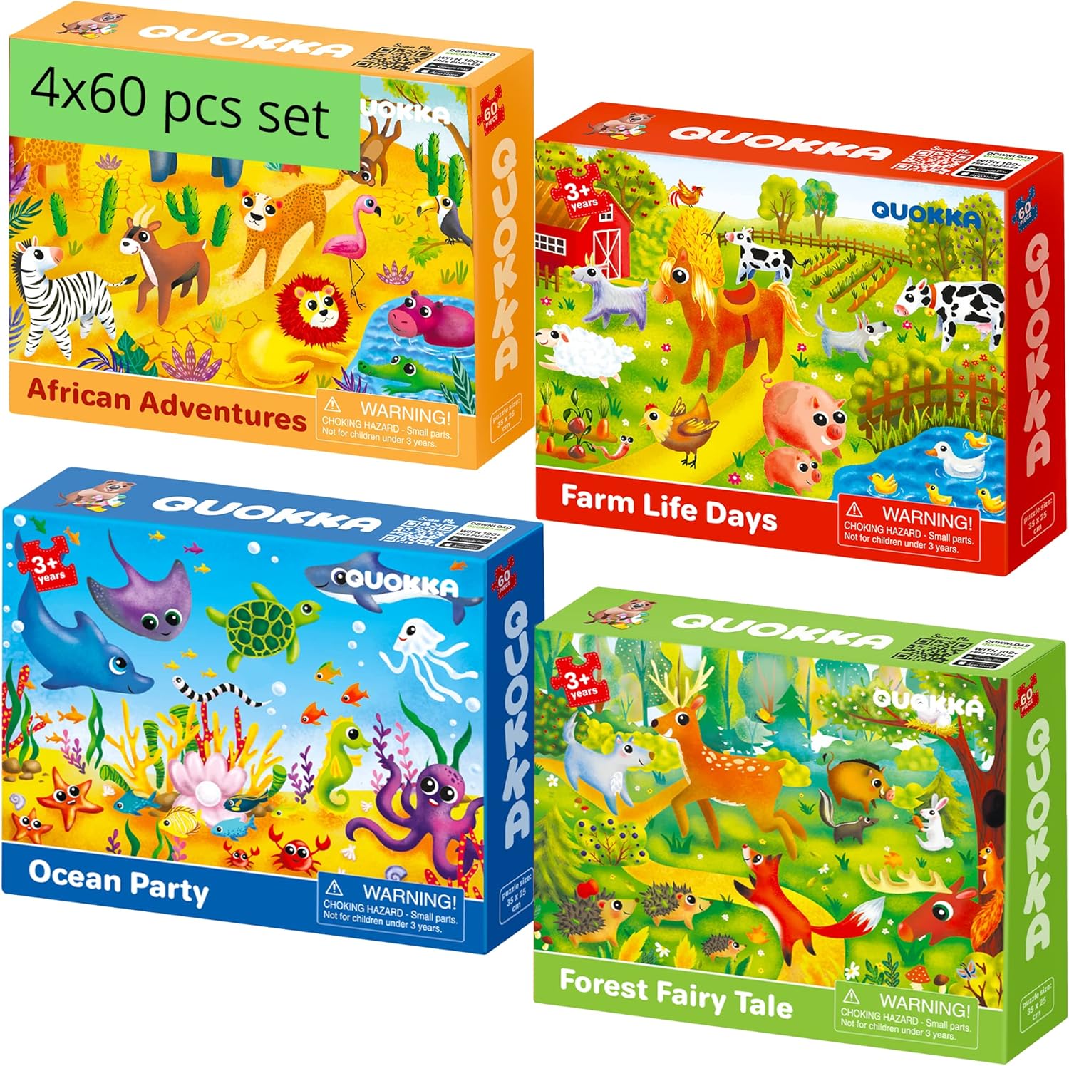 QUOKKA Puzzles for Kids Ages 4-6 - Set of 4x60 Jigsaw Puzzles for Toddlers 3-5 -...