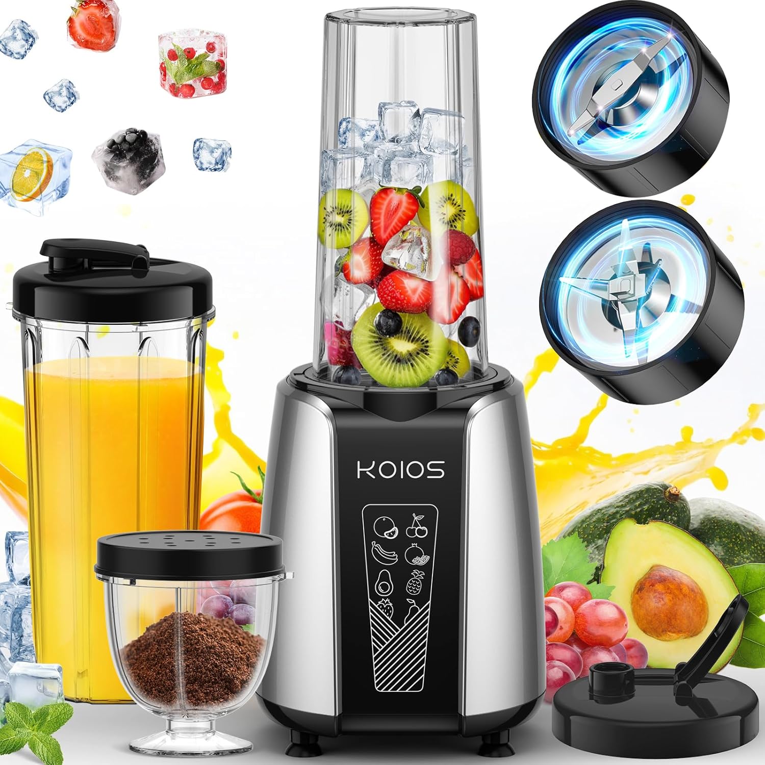 KOIOS Smoothie Blender, Max 1000w Personal Blender for Shakes and Smoothies, 12P...