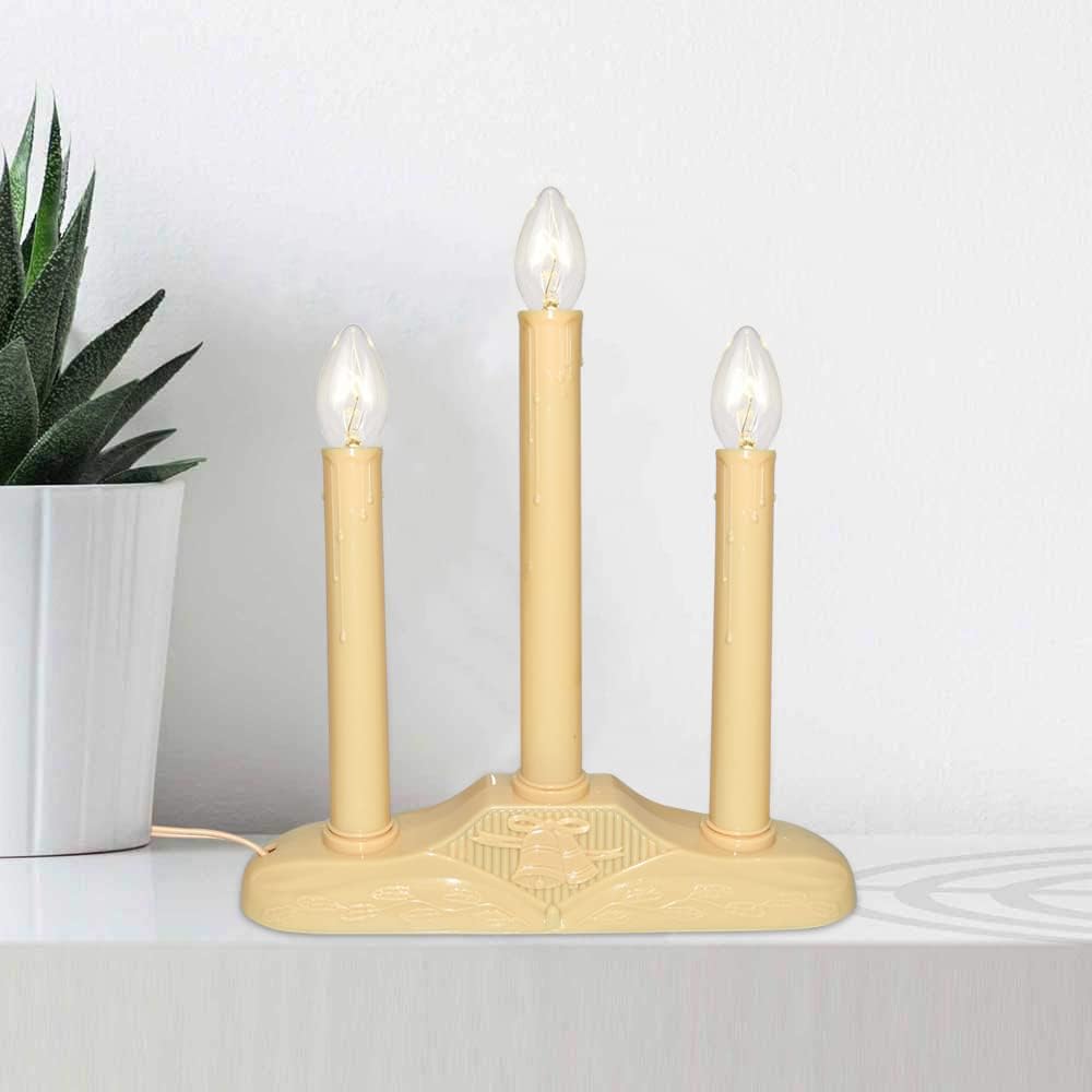 Abeja 3 Light Electric Window Candolier, Christmas Electric Candoliers Ivory Bas...