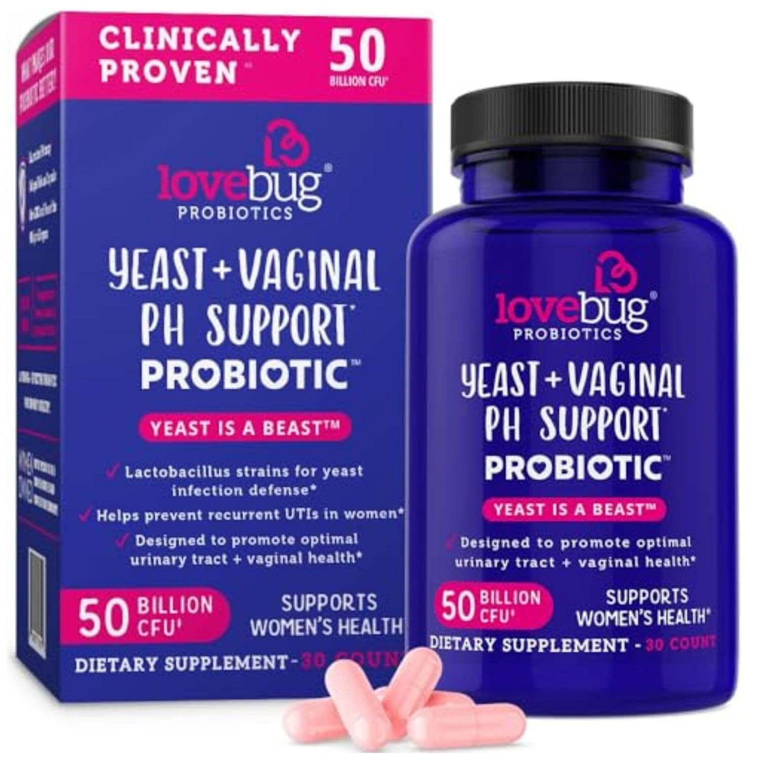 Lovebug Yeast + Vaginal pH Support | Clinically Studied Ingredients for Yeast &...