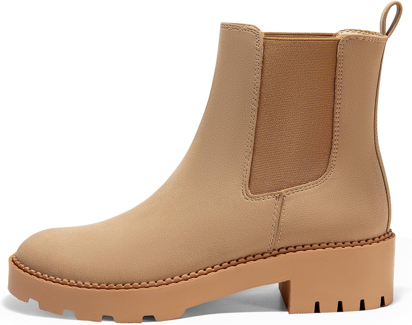 Coutgo Womens Platform Chunky Low Heel Slip on Chelsea Boots Suede Elastic Ankle...