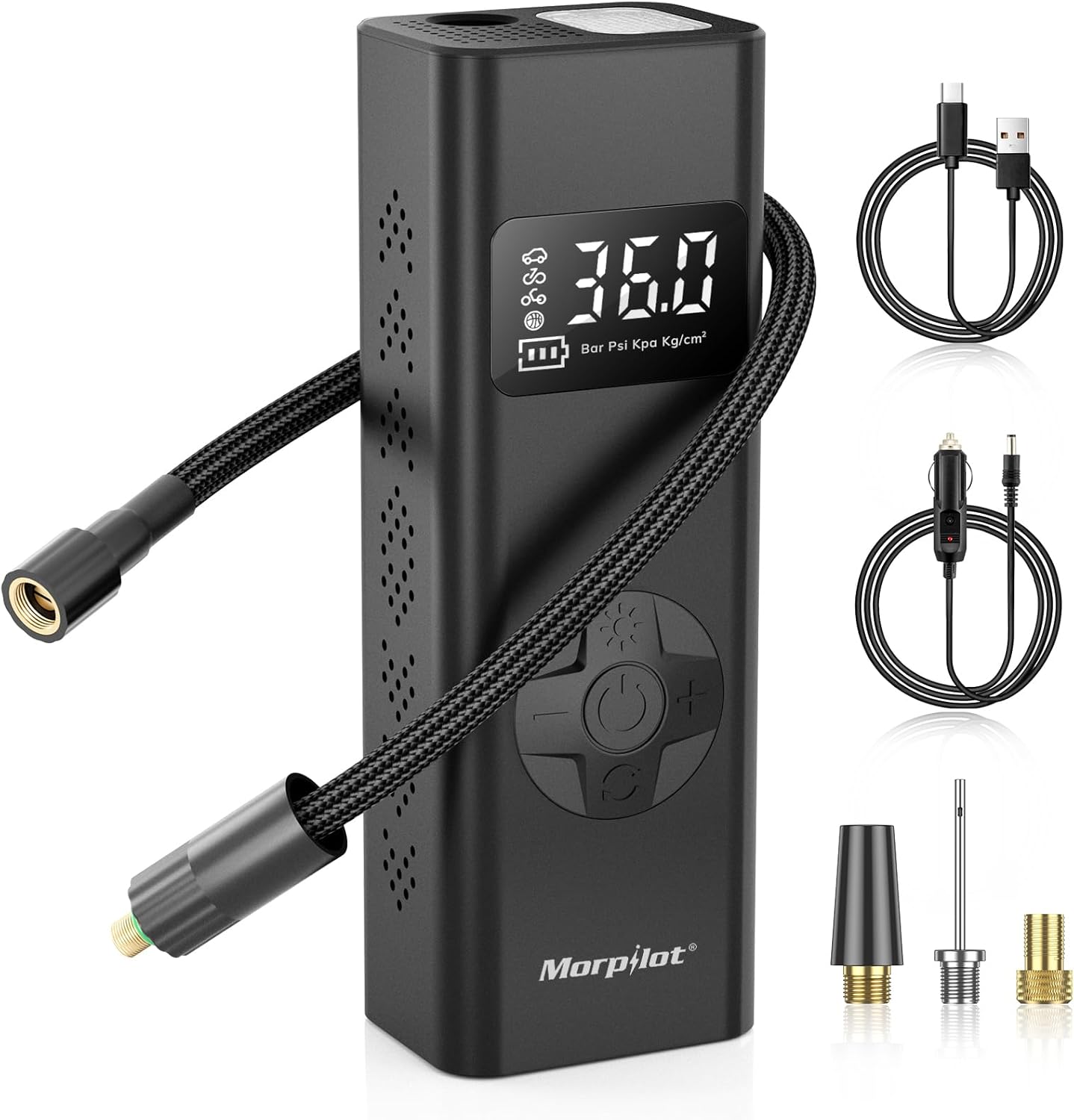 Tire Inflator Portable Air Compressor,Morpilot 10000mAh 12V 150PSI Cordless Elec...