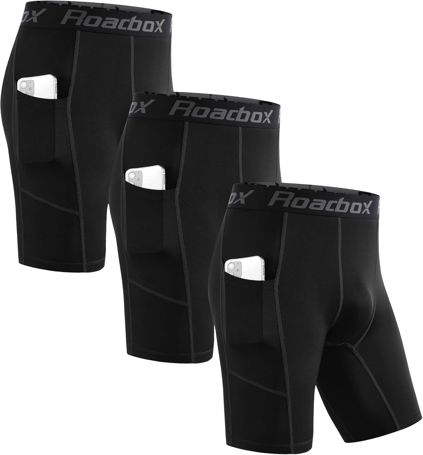 Roadbox 1 or 3 Pack Compression Shorts Mens, Sports Underwear Base Layer Shorts...