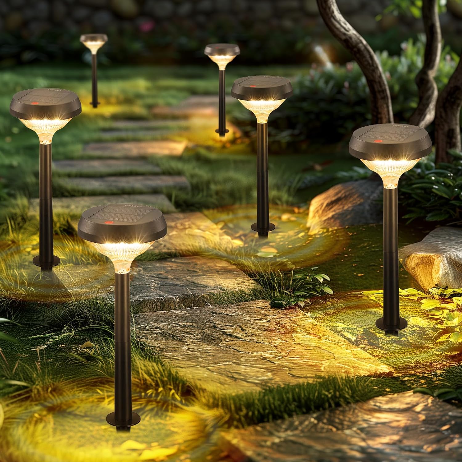 Linkind Solar Pathway Lights 6 Pack, Solar Lights Outdoor, Warm White Solar Path...