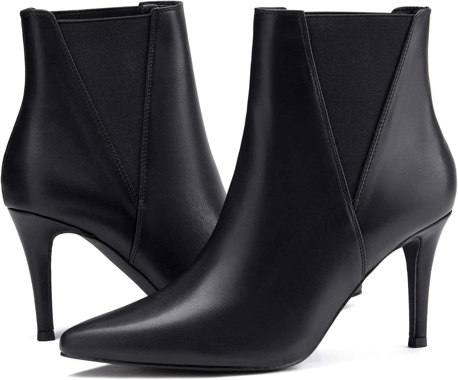 Coutgo Women's Pointed Toe Ankle Boots Elastic Chelsea Stiletto Heel Booties Sli...