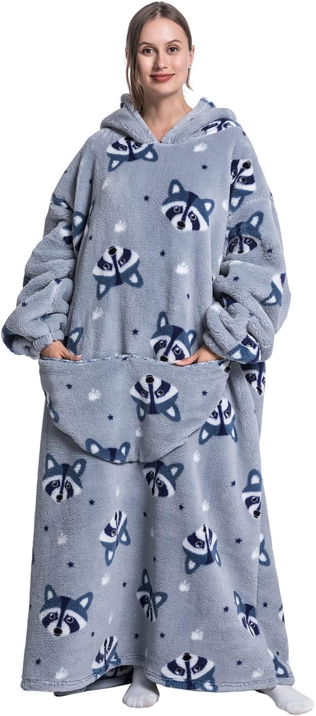 Seogva Extra Long Wearable Blanket Hoodie, Oversized Blanket Sweatshirt for Wome...
