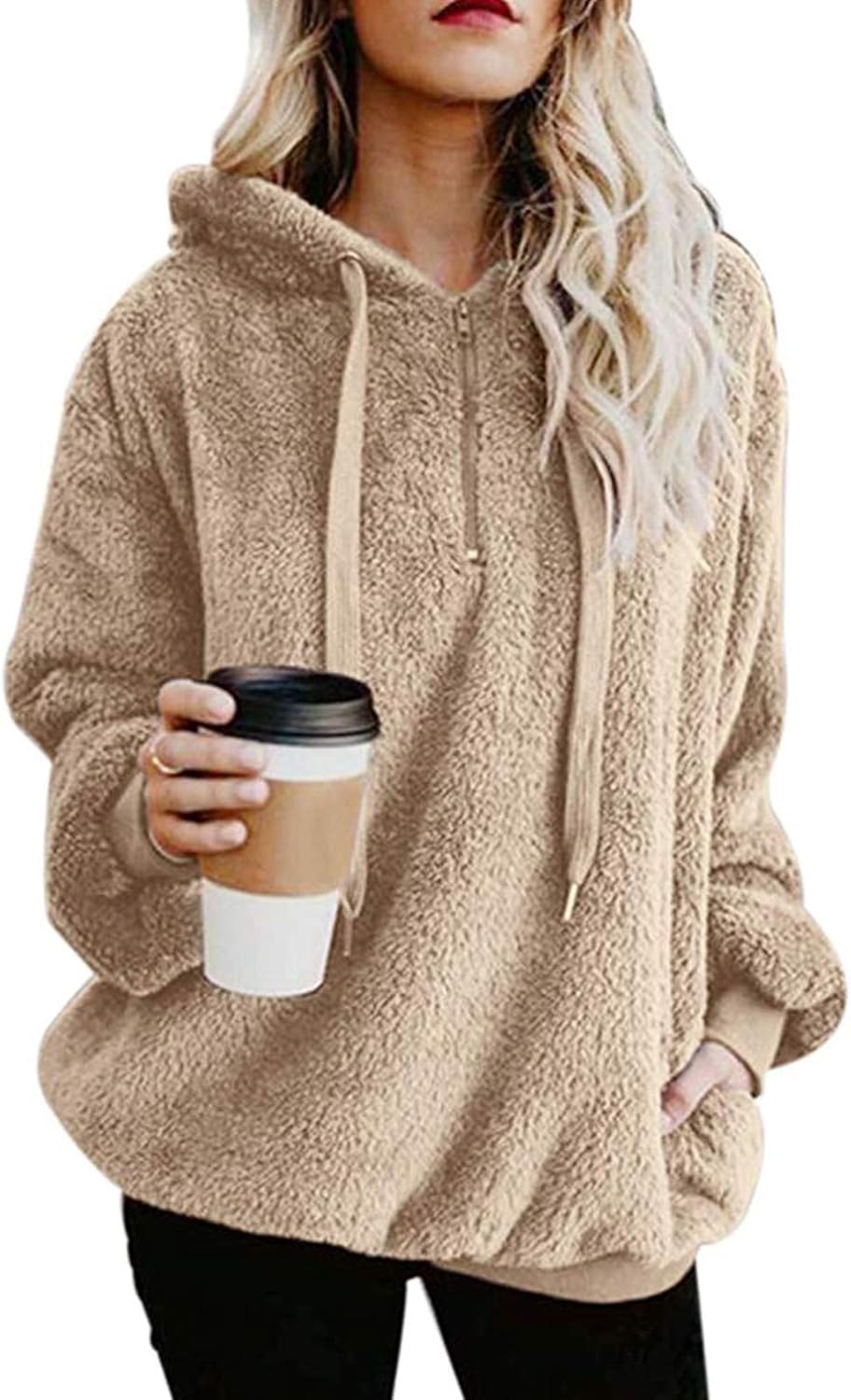 Century Star Womens Fuzzy Hoodies Pullover Sport Hoodie Cozy Oversized Pockets H...