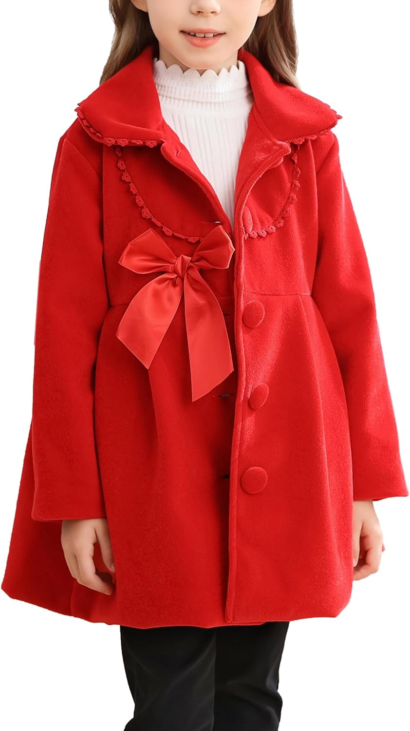 2-7T Toddler Girls Trench Coat Windbreaker Winter Warm Jacket Overcoat Cloak 3-4...
