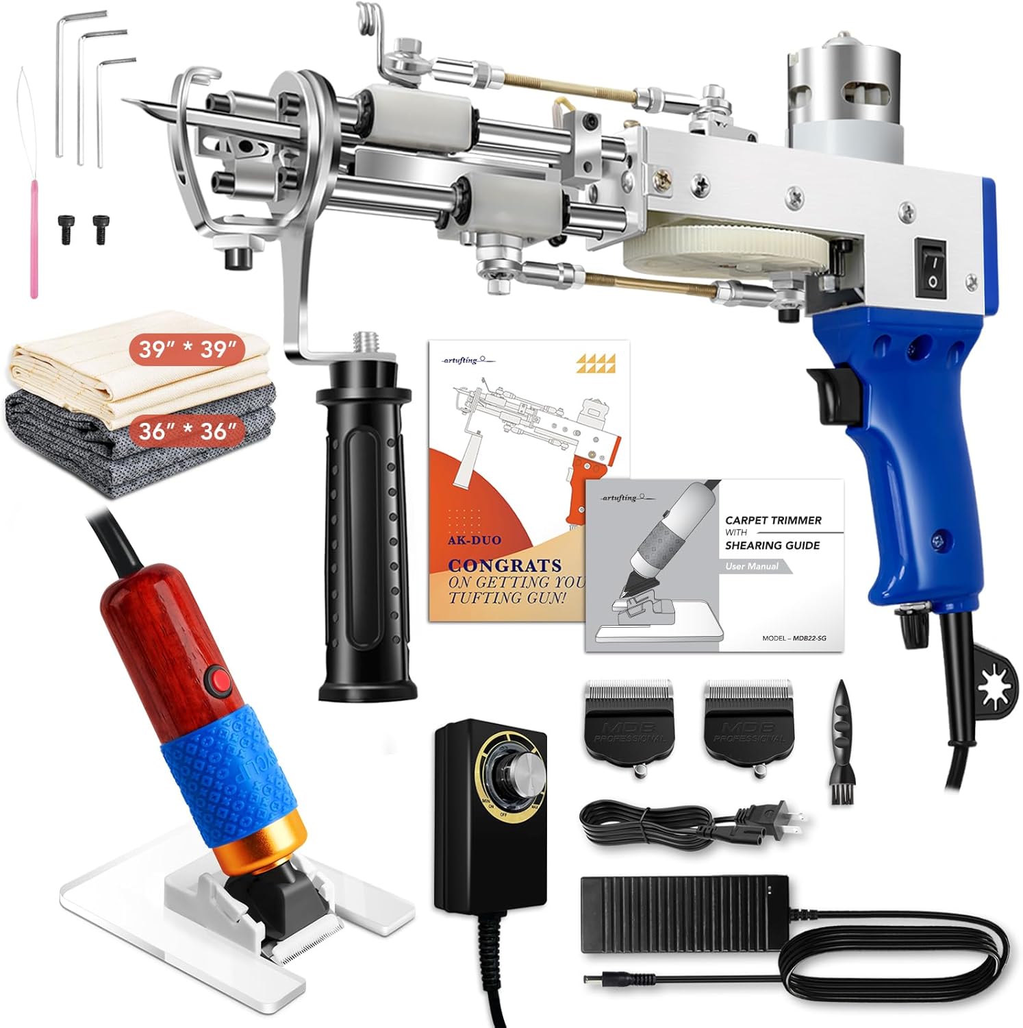 Tufting Gun Starter Kit with Carpet Trimmer - artufting 2 in 1 Cut Pile & Loop P...