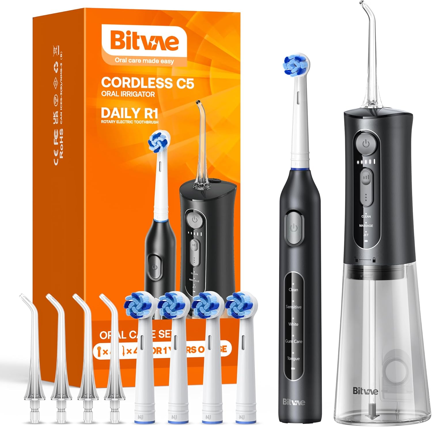 Bitvae Water Dental Flosser Teeth Picks, Cordless Water Flosser for Teeth, Brace...