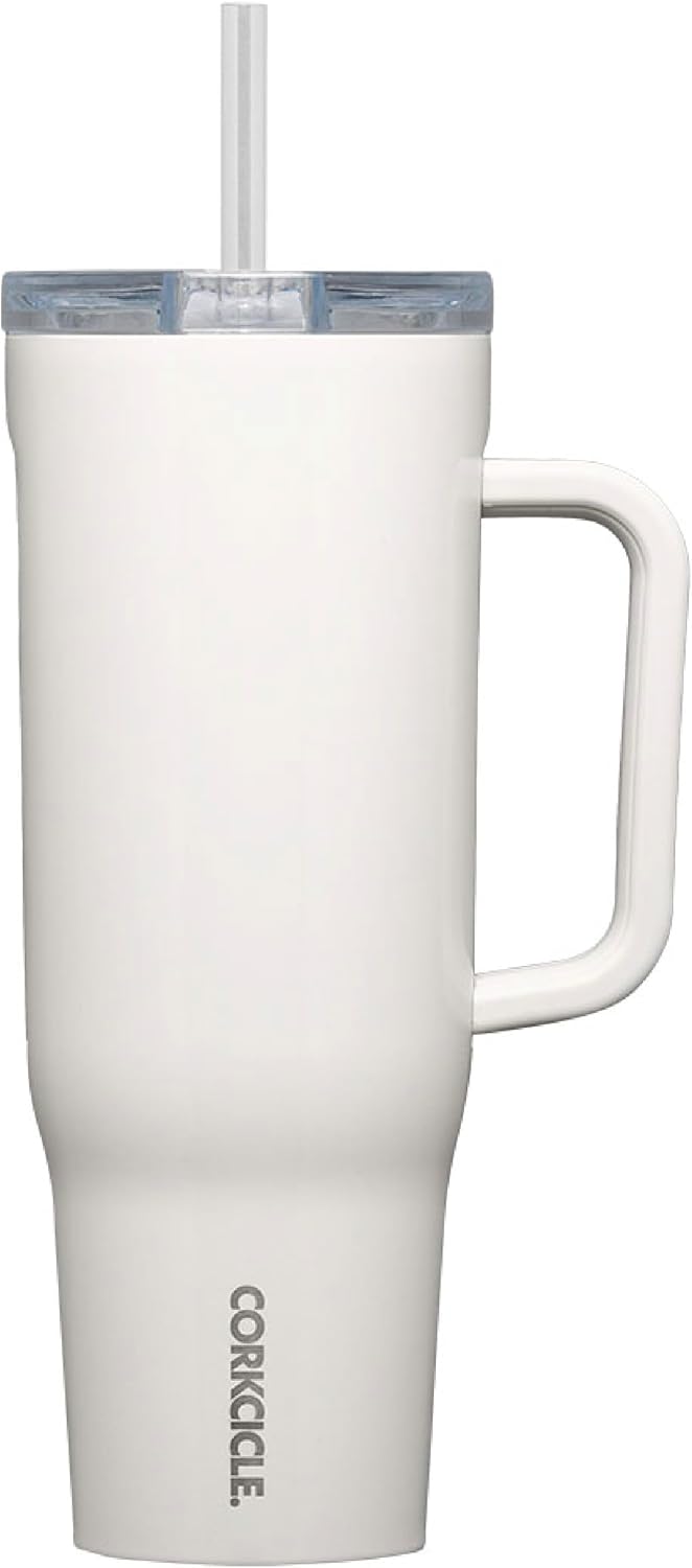 Corkcicle Cruiser Insulated Tumbler with Handle and Straw, Oat Milk, 40 oz – Reu...