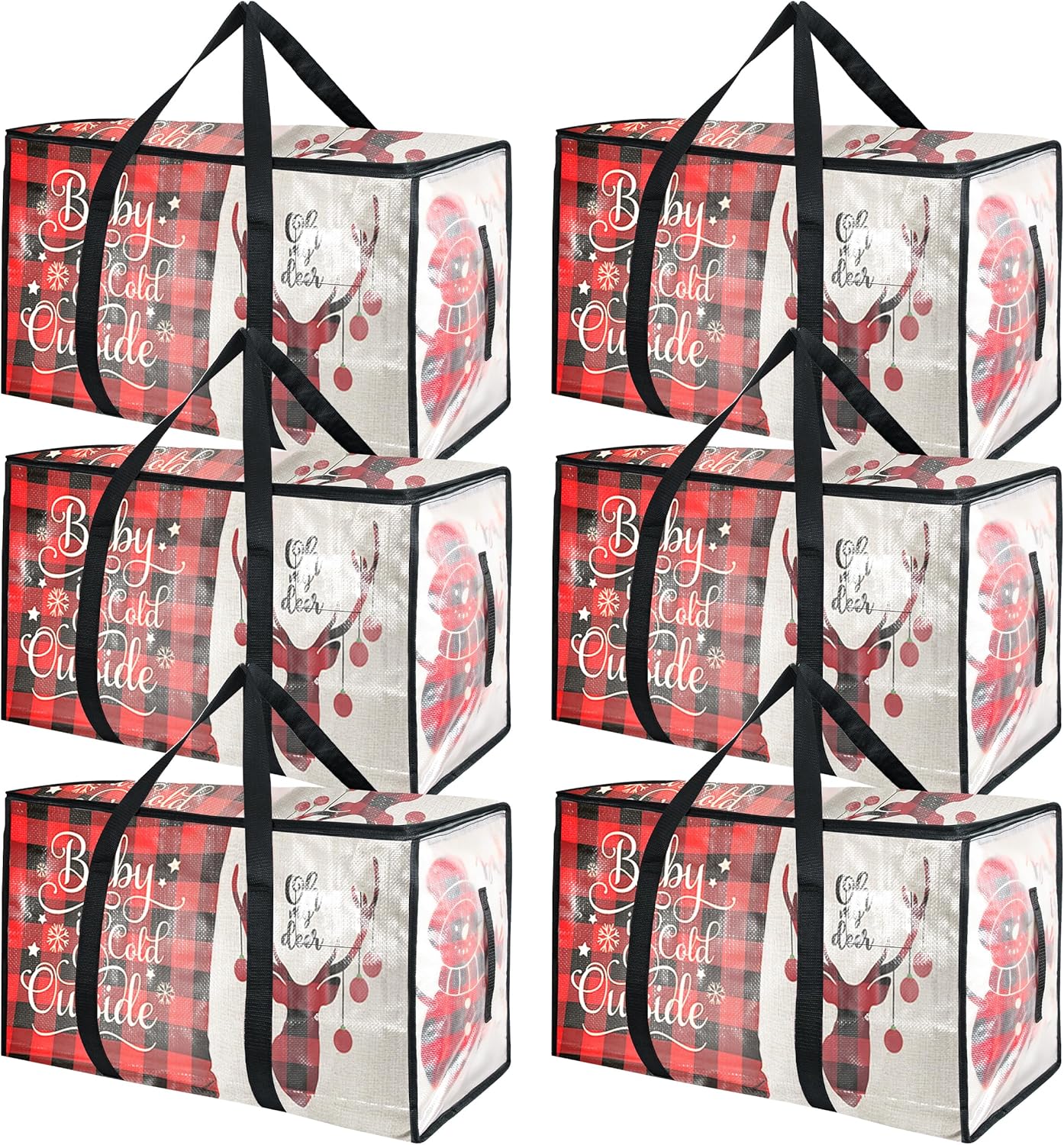 6 Pack Moving Bags Heavy Duty Storage Bags With Zippers And Strong Handles Packi...