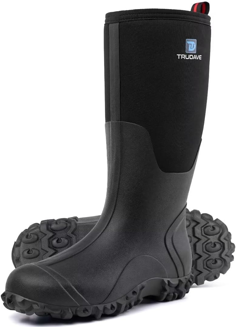 Rubber Boots for Men with Steel Shank, Waterproof Insulated Reliable Rain Boots...