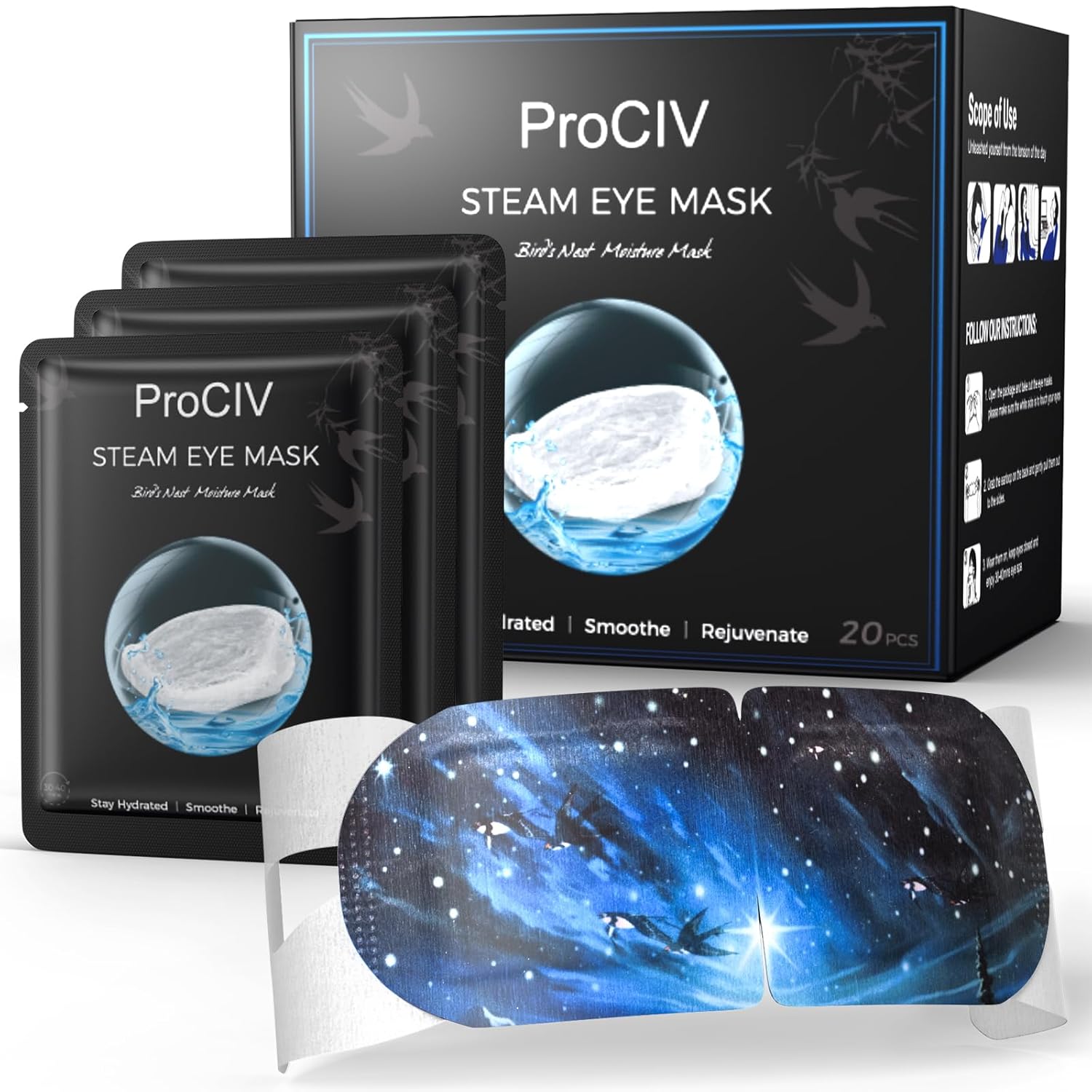 Ultra Moisture Steam Eye Mask, Heated Eye Mask for Dark Circles & Puffiness, War...