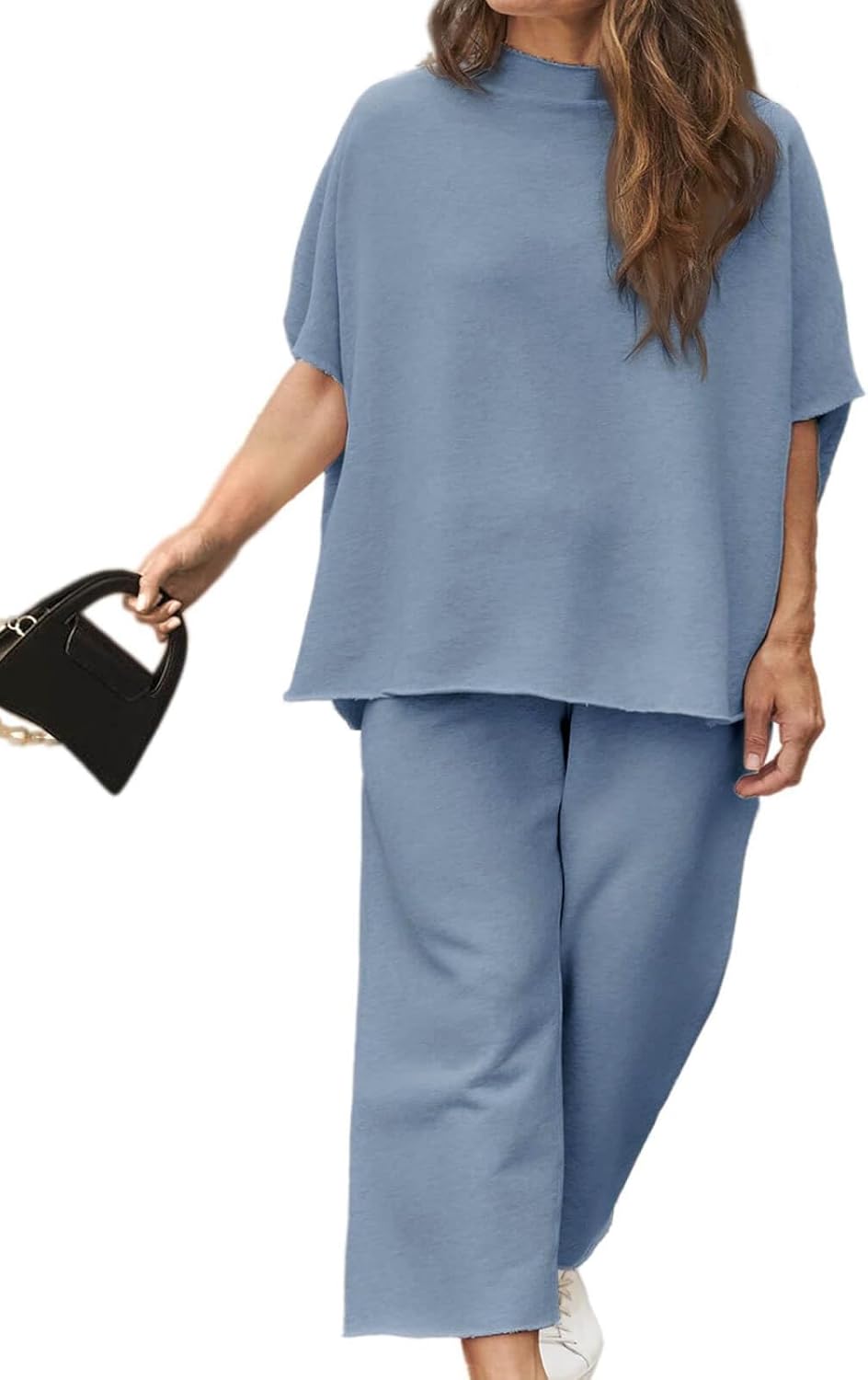 Beautife Women's Plus Size 2 Piece Outfits 3/4 Batwing Sleeve Capelet Crew Neck...